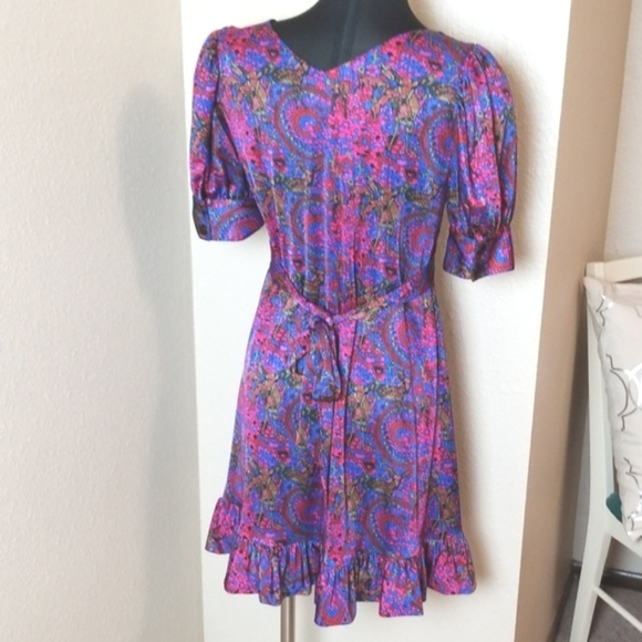 Betsey Johnson Floral VNeck Tie Back Ruffle Dress - Picture 4 of 6